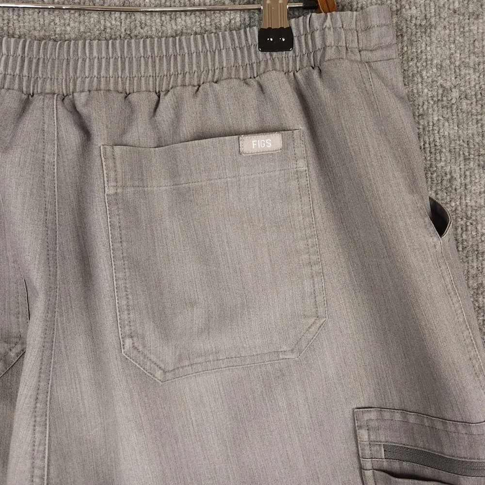 FIGS Technical Collection Scrub Pants Mens Large Grey Teal Drawstring